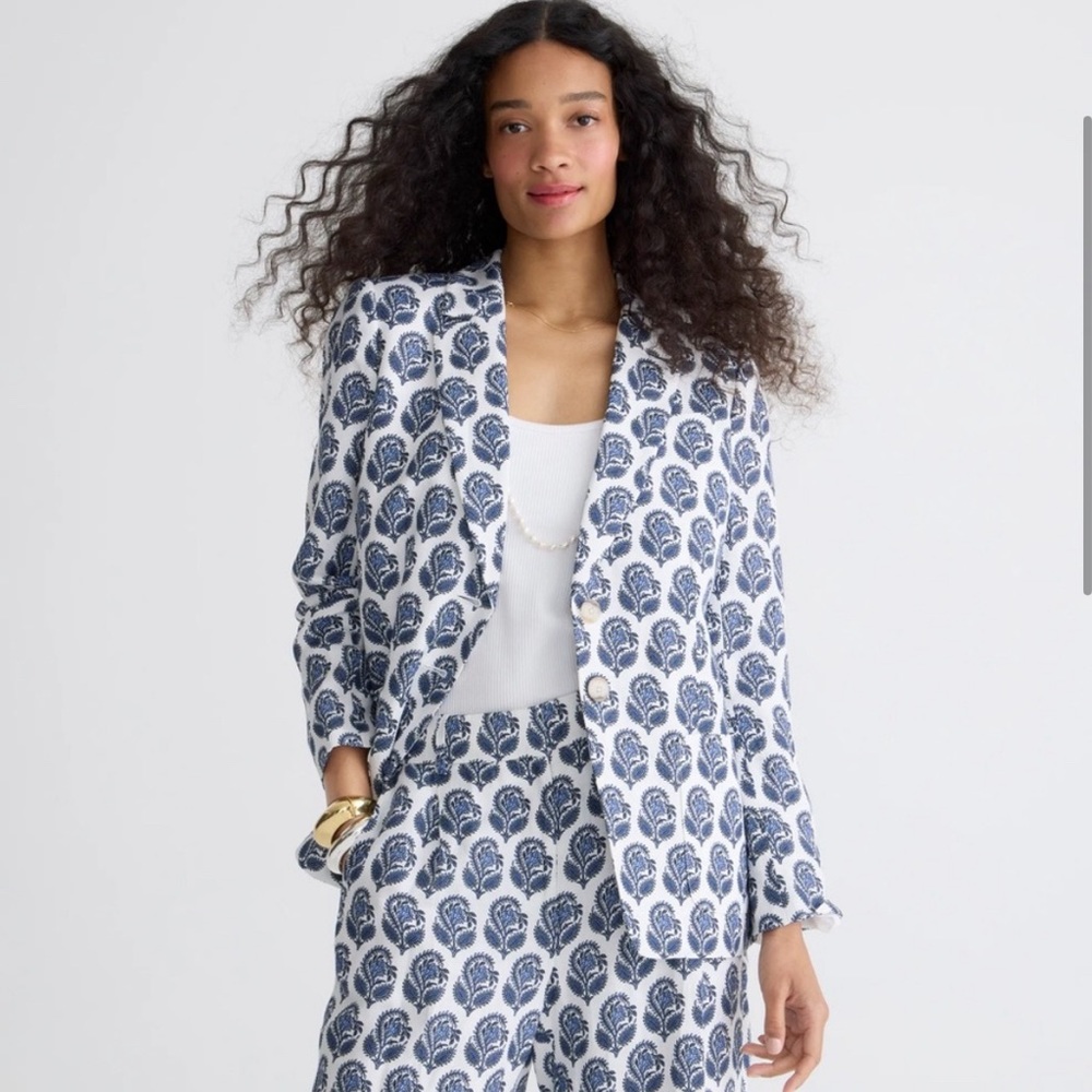 J. Crew Blue and White Patterned Blazer